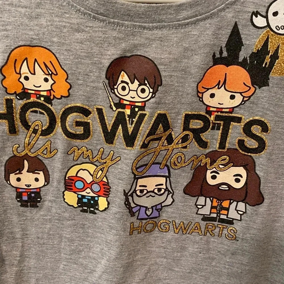 Harry Potter hogwarts is my home kids tee gray cartoon characters medium - Picture 3 of 7